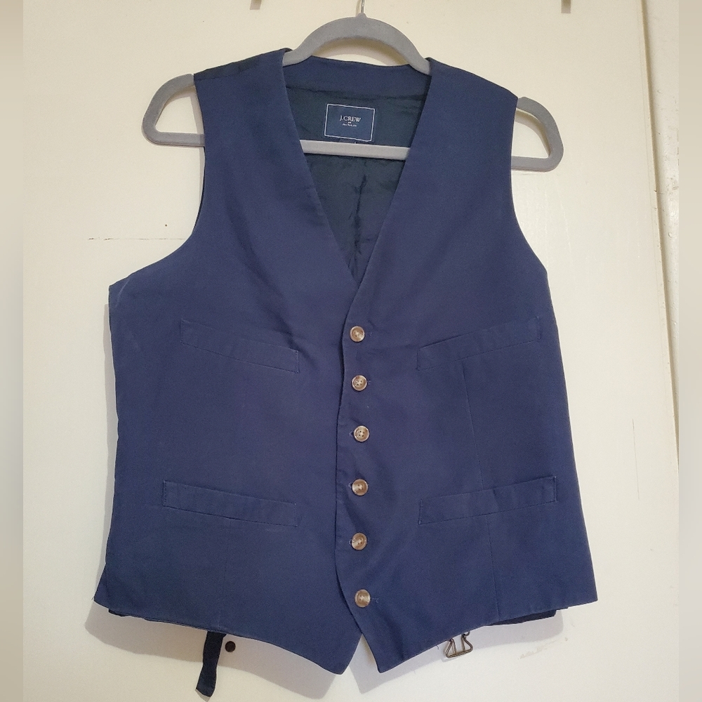 J. Crew Navy Blue Button-Up Formal Vest Men's Size Small